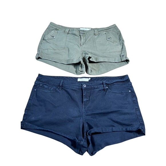 Lot of Torrid Womens Jean Shorts Plus Size 24 Green Black Cuffed Casual Summer